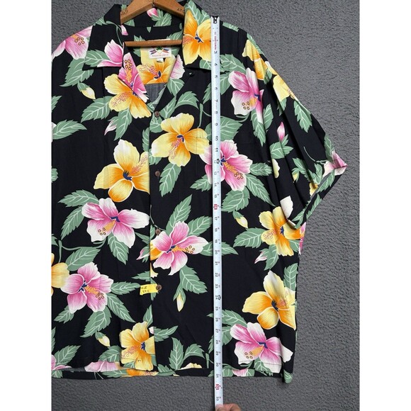 Vtg Loop Collar Hawaiian Shirt Floral Mens XL Rayon Made in USA Rockabilly - Picture 12 of 13